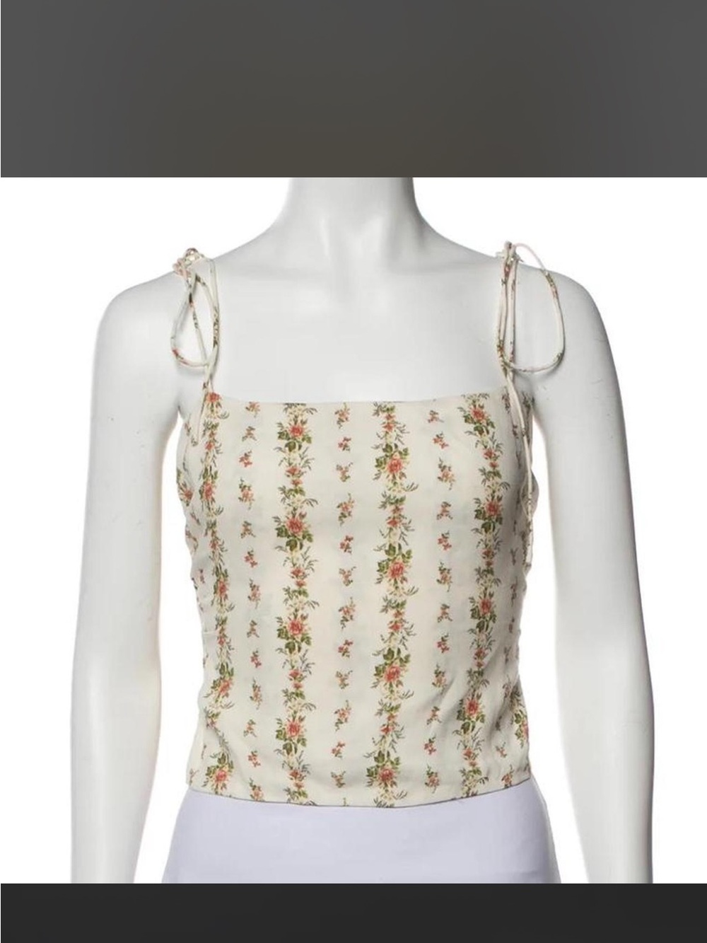 Reformation Cream Floral Tie-Shoulder Cami